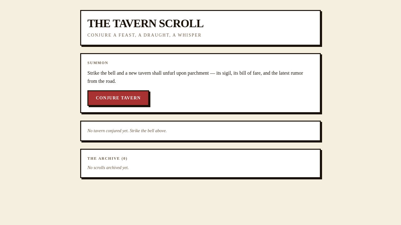 Tavern Menu
